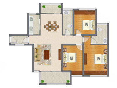 3室2厅 118.00平米户型图