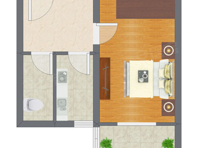 1室1厅 40.90平米户型图