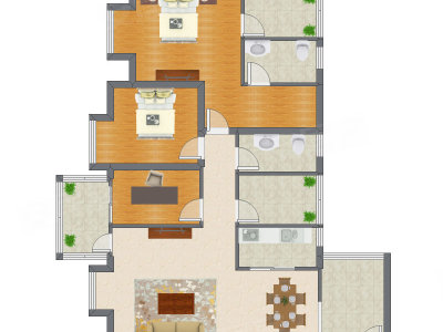 3室2厅 128.40平米