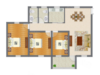 3室2厅 85.00平米