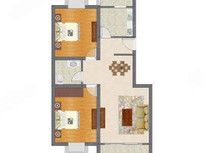 2室2厅 99.85平米户型图