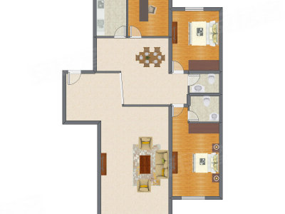 3室2厅 155.56平米户型图
