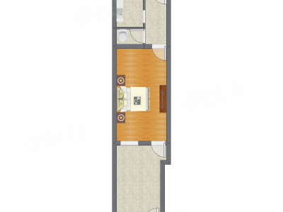 1室0厅 37.97平米户型图