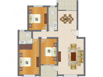 3室2厅 123.00平米