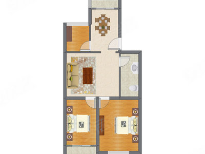 2室2厅 86.80平米户型图