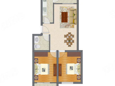 2室2厅 97.40平米户型图