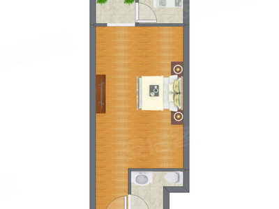 1室0厅 50.68平米户型图