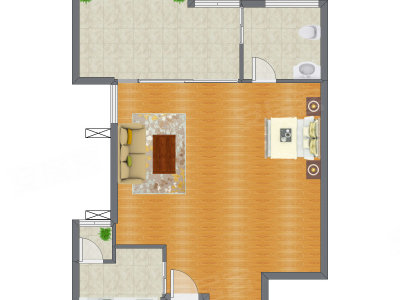 1室0厅 90.60平米户型图