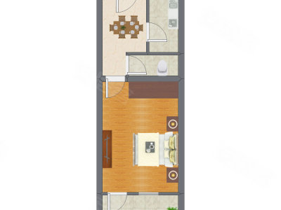 1室1厅 40.20平米户型图