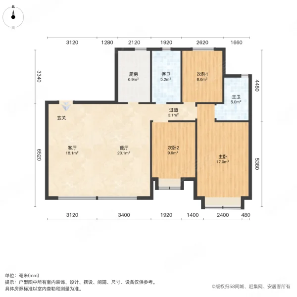 铂悦山夏花园3室2厅2卫143.11㎡南北113.9万
