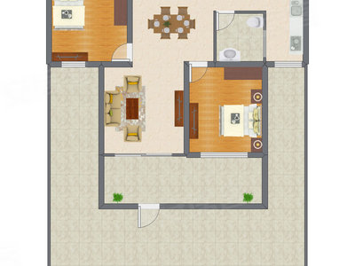 2室2厅 135.20平米户型图