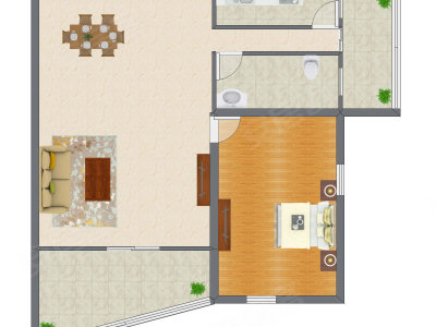 1室2厅 94.00平米户型图