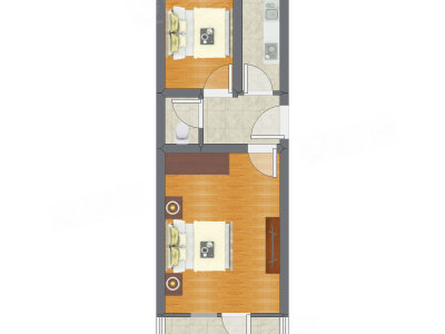 2室0厅 42.78平米户型图