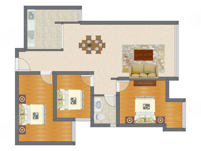 3室2厅 89.70平米