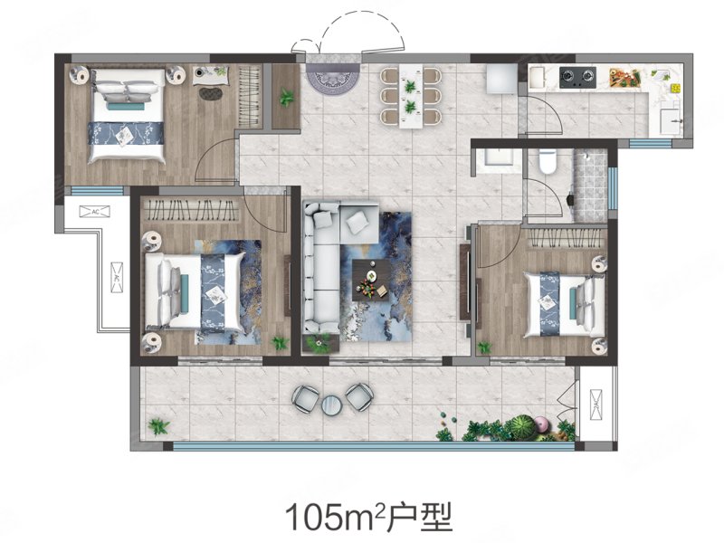 建业春天里联通三阳台 105平 49车位