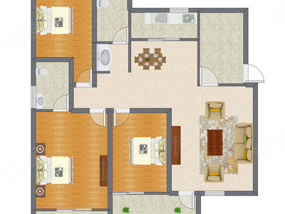 3室2厅 108.25平米户型图