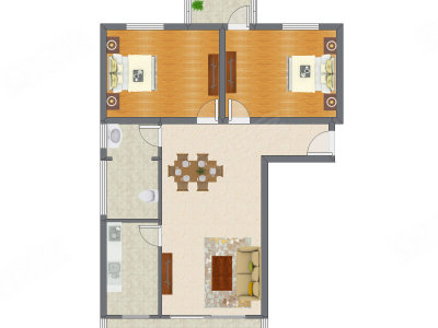 2室2厅 119.04平米户型图