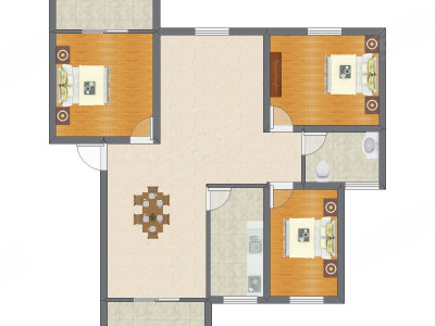 3室1厅 106.00平米