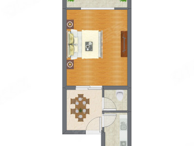 1室1厅 45.82平米