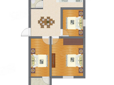 2室1厅 49.10平米户型图