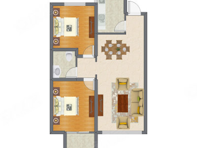 2室2厅 84.50平米户型图