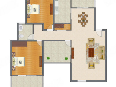 2室2厅 111.00平米
