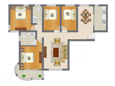 4室2厅 99.37平米