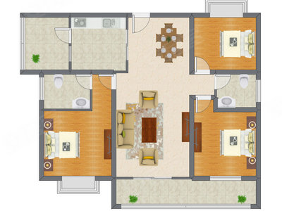 3室2厅 98.75平米