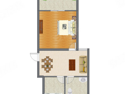 1室1厅 51.81平米