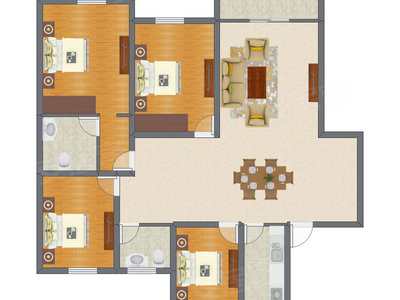 4室2厅 150.63平米户型图