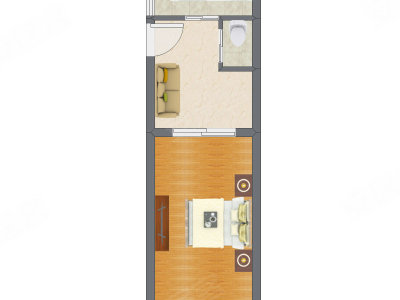 1室1厅 45.45平米户型图