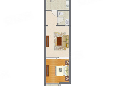 1室1厅 62.14平米户型图
