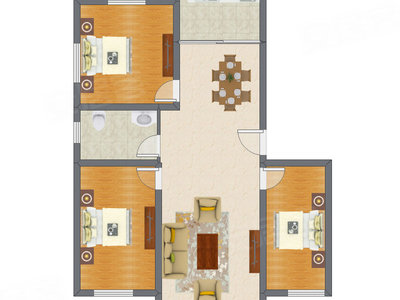 3室2厅 123.74平米