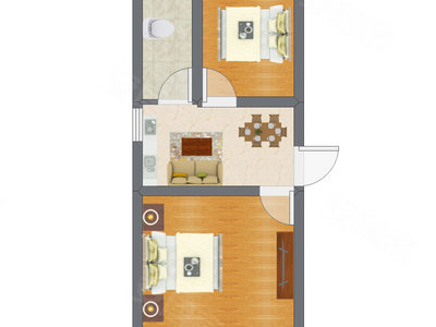 2室1厅 50.60平米户型图