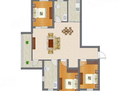 3室2厅 83.71平米