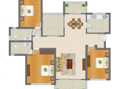 3室2厅 133.50平米