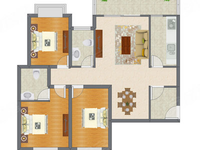 3室2厅 88.76平米