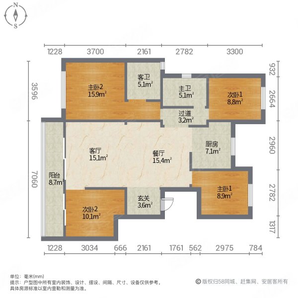 华润悦府一区4室2厅2卫118㎡南北508万