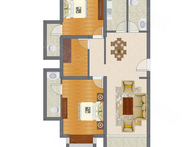 2室2厅 117.32平米户型图