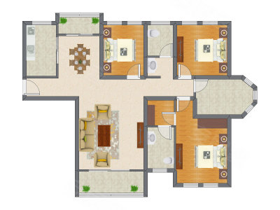 3室2厅 97.56平米