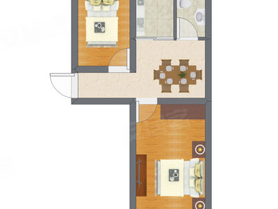 2室1厅 27.98平米户型图