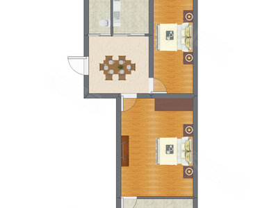 2室1厅 47.71平米