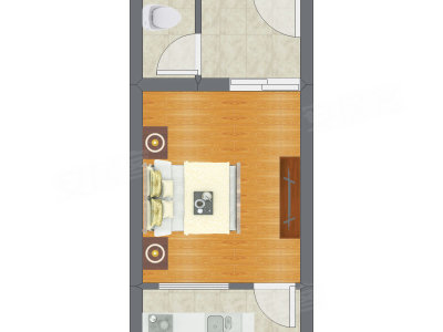 1室0厅 29.96平米户型图