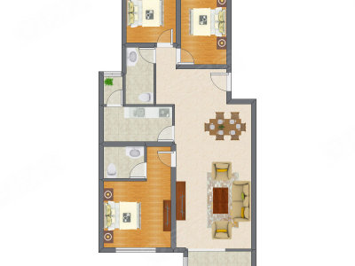 3室1厅 83.84平米