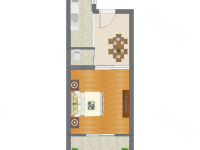 1室1厅 39.95平米