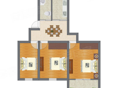 3室1厅 81.50平米
