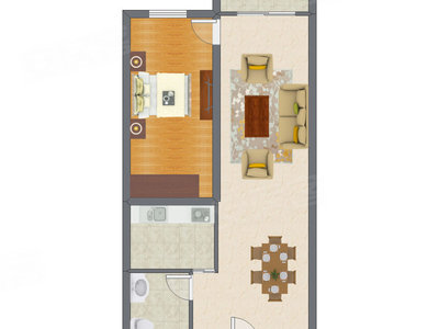 1室2厅 82.00平米户型图