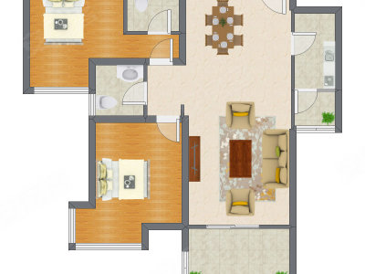 2室2厅 100.48平米户型图