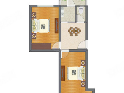 2室1厅 60.51平米