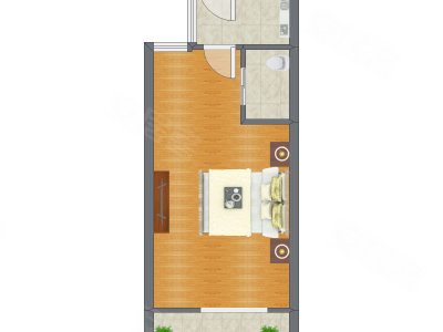 1室1厅 28.53平米户型图